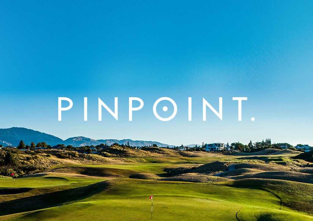 pinpoint golf scenic landscape clean white logo
