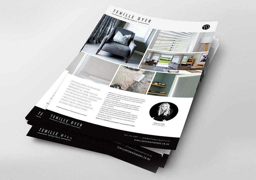 brochure layout black white A4 images and words