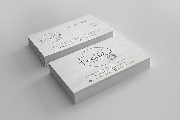 Freckle & Co Beauty black white business cards
