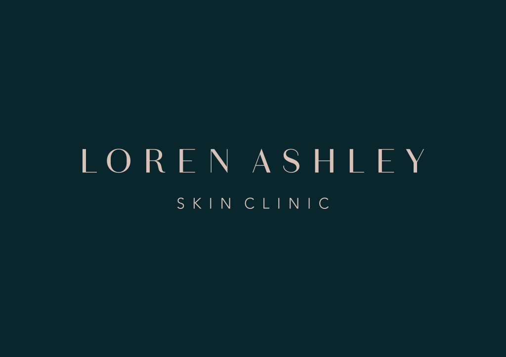 minimalist chic skin clinic logo light brown text teal