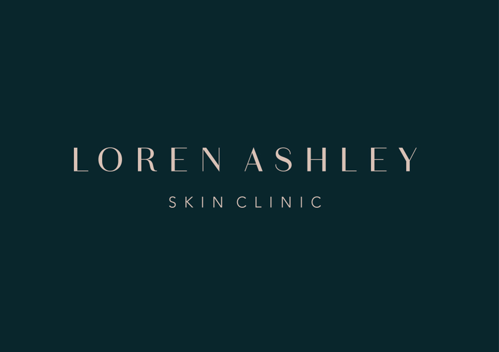 Logo Design - Loren Ashley_minimalist chic skin clinic clean logo teal background