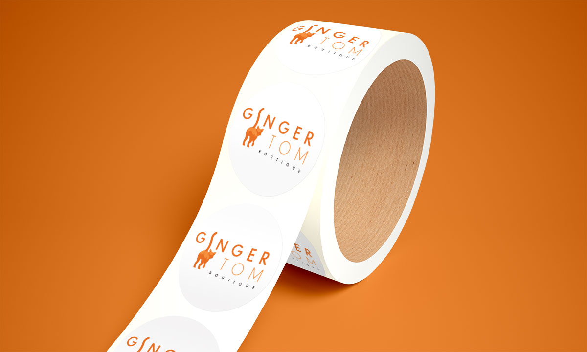 ginger tom boutique logo design sticker