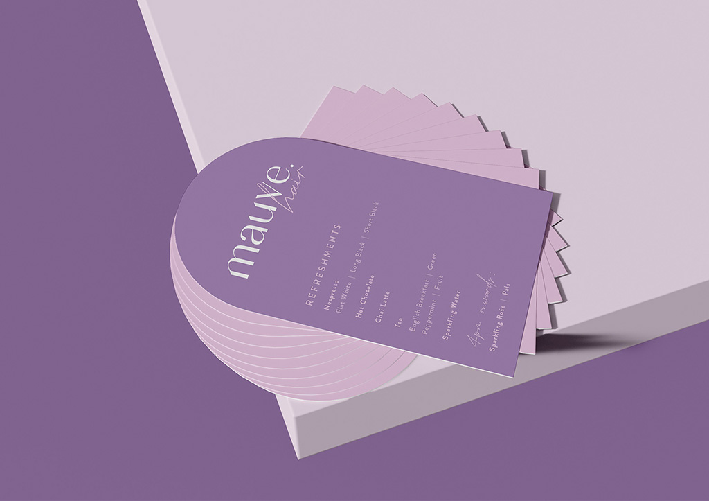 Mauve Hair Logo Design and Print Collateral Drinks Menu